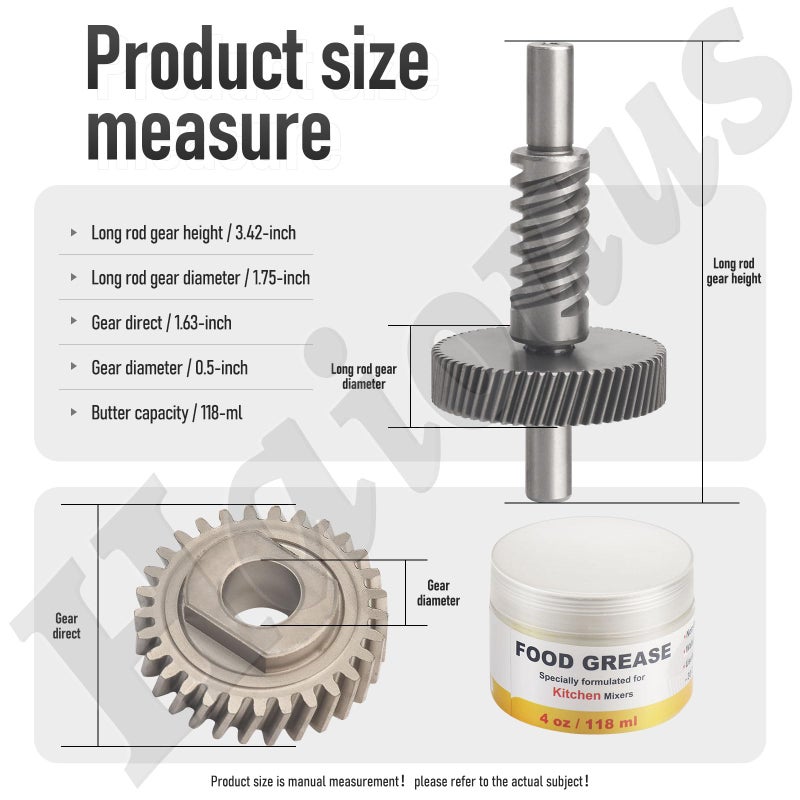 Haiouus 9706529 W11086780 Worm Gear 4oz Food Grade Grease kit Compatible With Whirlpool 5QT&6QT WP9709231, 9709231 Replacement Gear Parts with 9703445 Bearing & 9709511 Gasket and 9703680 Circlip - Image 2
